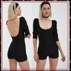NWT size XL 12-14 For Love & Lemons Marni Bodysuit Romper Black